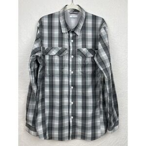 Columbia Shirt M Gray Plaid Button Up Men's Vented‎ Fishing Outdoors Omni-Shad